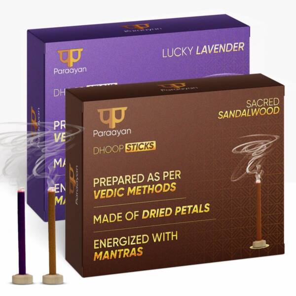 Paraayan Saugandhya Dhoop Sticks (Sandalwood - Lavender Combo) | 1 Pack, 2 Boxes, 20 Sticks Each - Image 1
