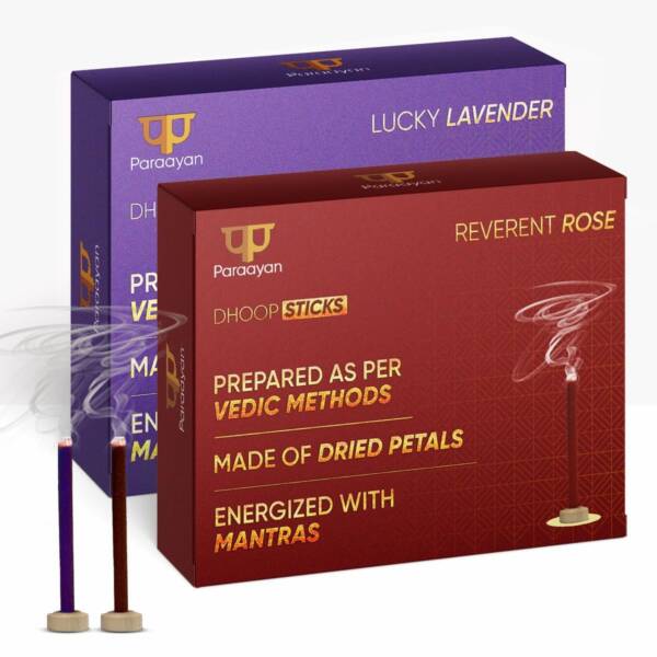 Paraayan Saugandhya Dhoop Sticks (Rose - Lavender Combo) | 1 Pack, 2 Boxes, 20 Sticks Each - Image 1