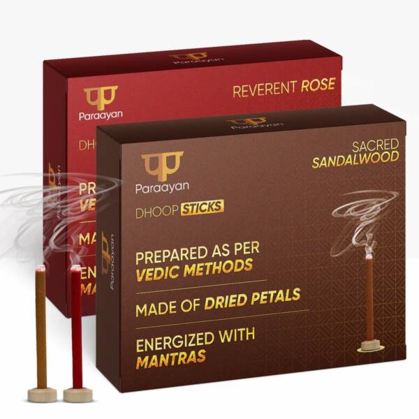 Paraayan Saugandhya Dhoop Sticks (Sandalwood - Rose Combo) | 1 Pack, 2 Boxes, 20 Sticks Each - Image 1