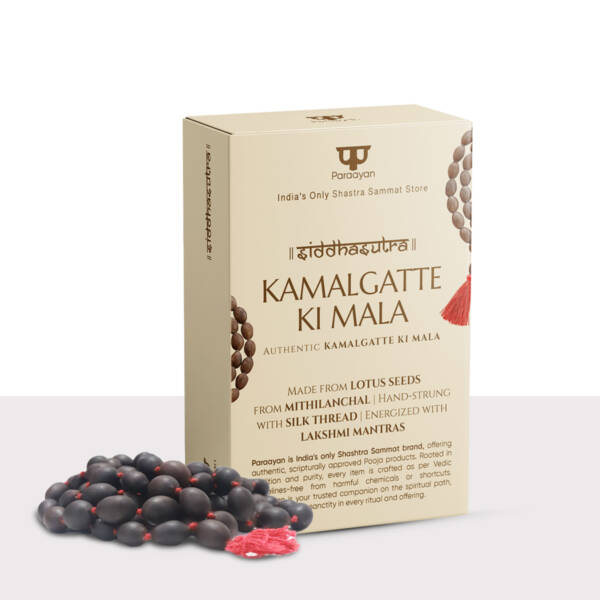 Paraayan Natural Pure Kamalgatte Ki Mala With 108 Beads |Made with  Authentic Lotus Beads For Meditation, Jaap Mala| Pack of 1 - Image 1