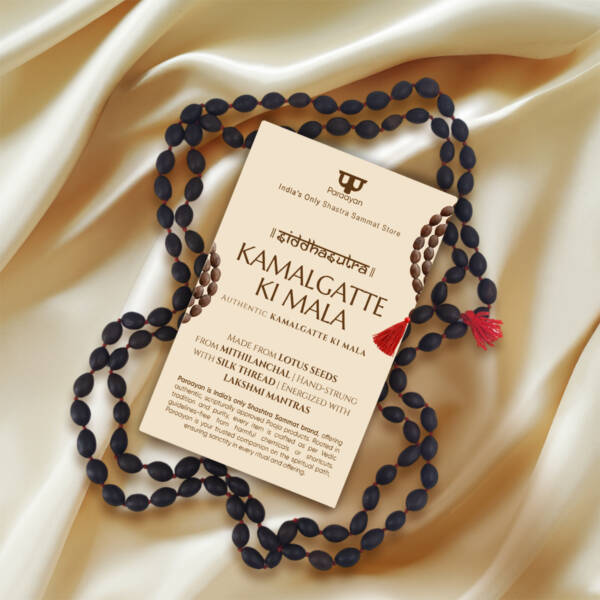 Paraayan Natural Pure Kamalgatte Ki Mala With 108 Beads |Made with  Authentic Lotus Beads For Meditation, Jaap Mala| Pack of 1 - Image 2