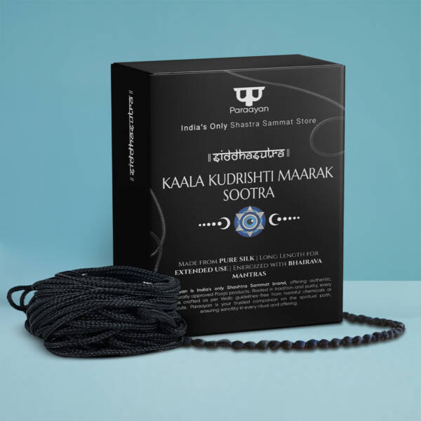 Paraayan Kaala Kudrishti Maarak Sootra | 10 Meter | Pack of 2 | Kaala Dhaga Nazar Suraksha Kavach Blessed with Mantras| Powerful Black Thread For Shielding Against Negative Energies - Image 2