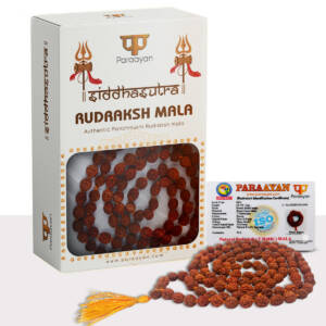 Paraayan Natural Pure Panchmukhi Rudraksha Mala with 108 Beads, 8 mm Beads Size | Perfect For Pooja Meditation & Jaap Mala| Pack of 1 (Certified by MGL laboratory)
