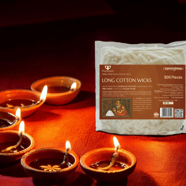 Paraayan Diya Batti Cotton Wicks | 500 Pieces | Batti for Diya | Pure Cotton Wicks for Pooja | Akhand Deep Lambi Batti Diya Wicks for Puja | Pack of 1 - Image 4