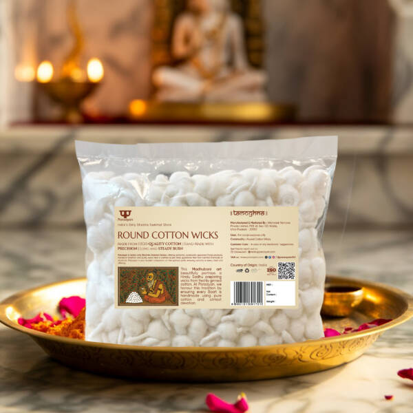 Paraayan Pure Round Cotton Diya Wicks for Pooja | 250 Pieces | Akhand Deep Batti for Puja - Image 3