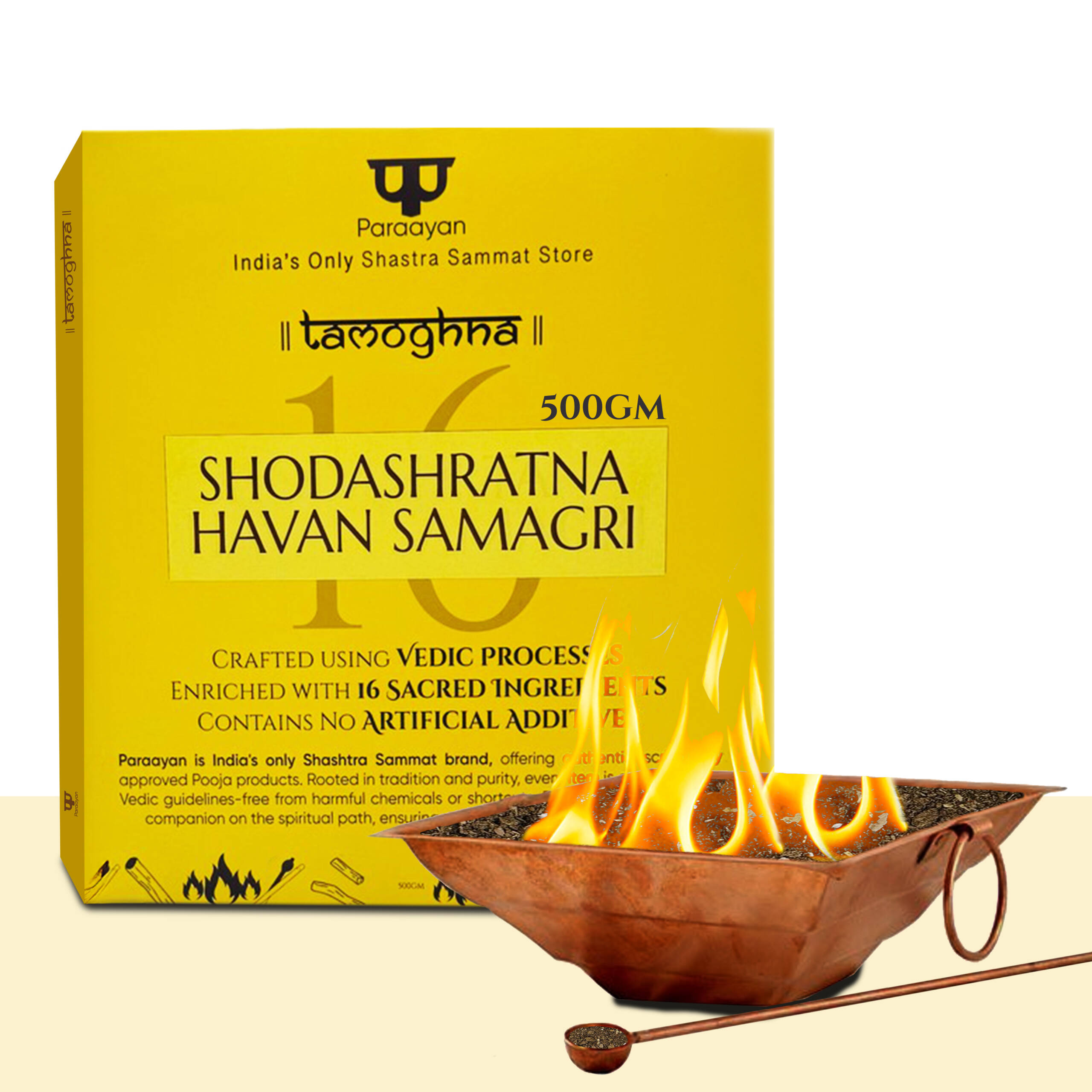 Artboard 1 (2) Paraayan Shodashratna Havan Samagri 500 gm, Mixture of 16 Sacred Ingredients for Pooja, 100% Pure & Natural, No Artificial Ingredients - Image 1