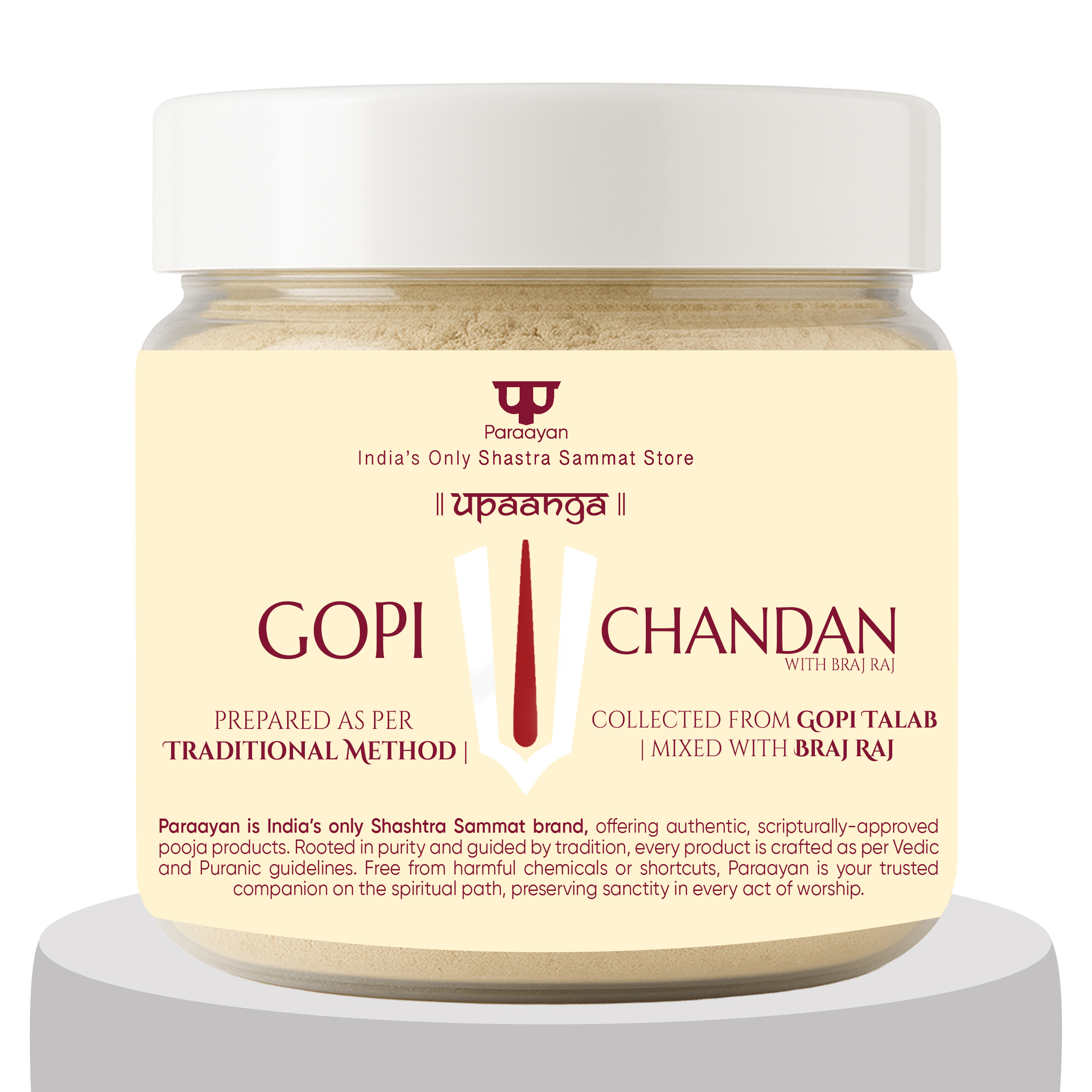 1 Gopi Chandan | Extracted from Gopi Talab | Mixed with Braj Raj | For Daily Tilak and Pooja | Krishna Vishnu Ram Tilak | Natural and Pure - Image 1